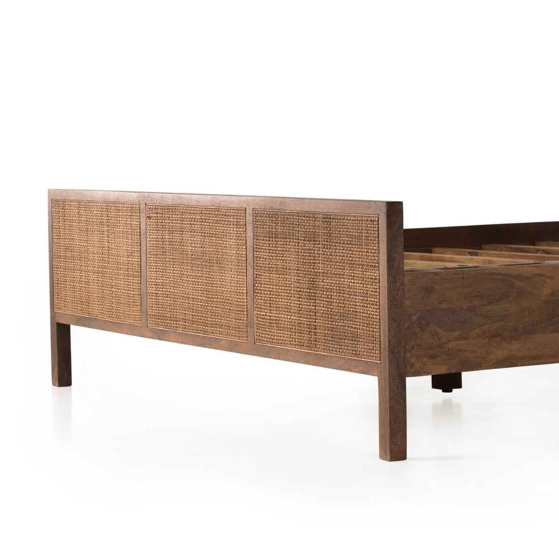 Rattan Wooden Bed in Solid Wood