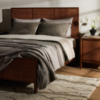 Rattan Wooden Bed in Solid Wood