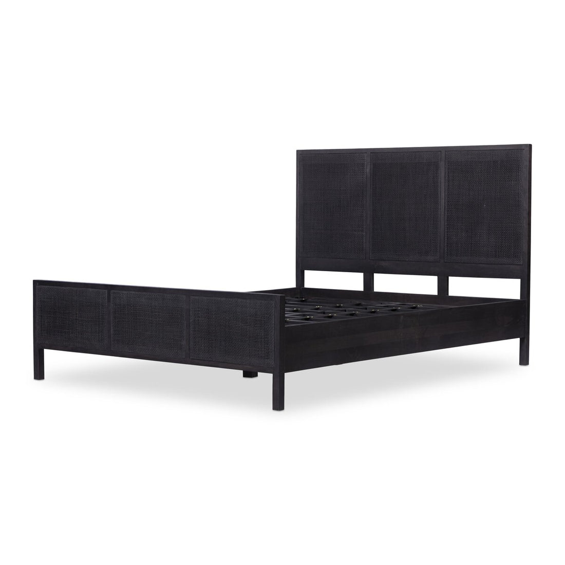Rattan Wooden Bed in Solid Wood