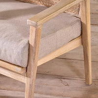 Warm Rattan Armchair in Solid Wood
