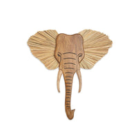 Elephant Head Wood Wall Decor in Brown