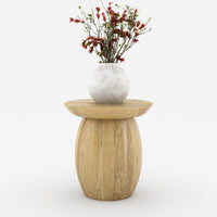 Pedestal End Table in Mango Wood | Natural Finish