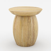 Pedestal End Table in Mango Wood | Natural Finish