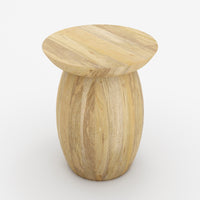 Pedestal End Table in Mango Wood | Natural Finish