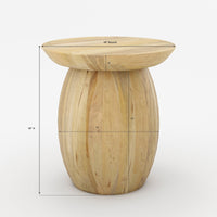 Pedestal End Table in Mango Wood | Natural Finish