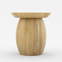 Pedestal End Table in Mango Wood | Natural Finish