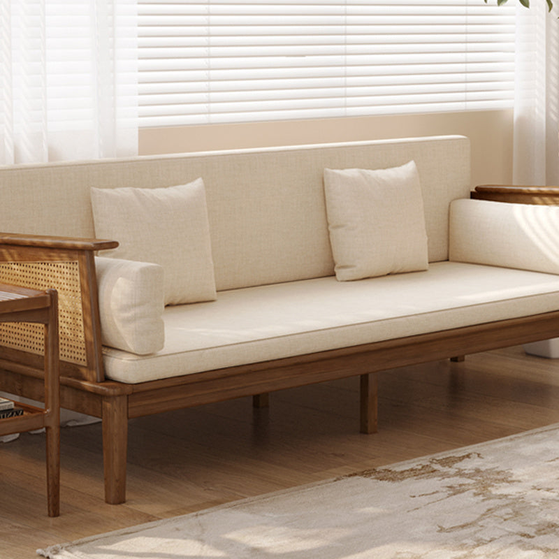 Modern Solid Wood Rattan Daybed for Living Room | Honey Finish