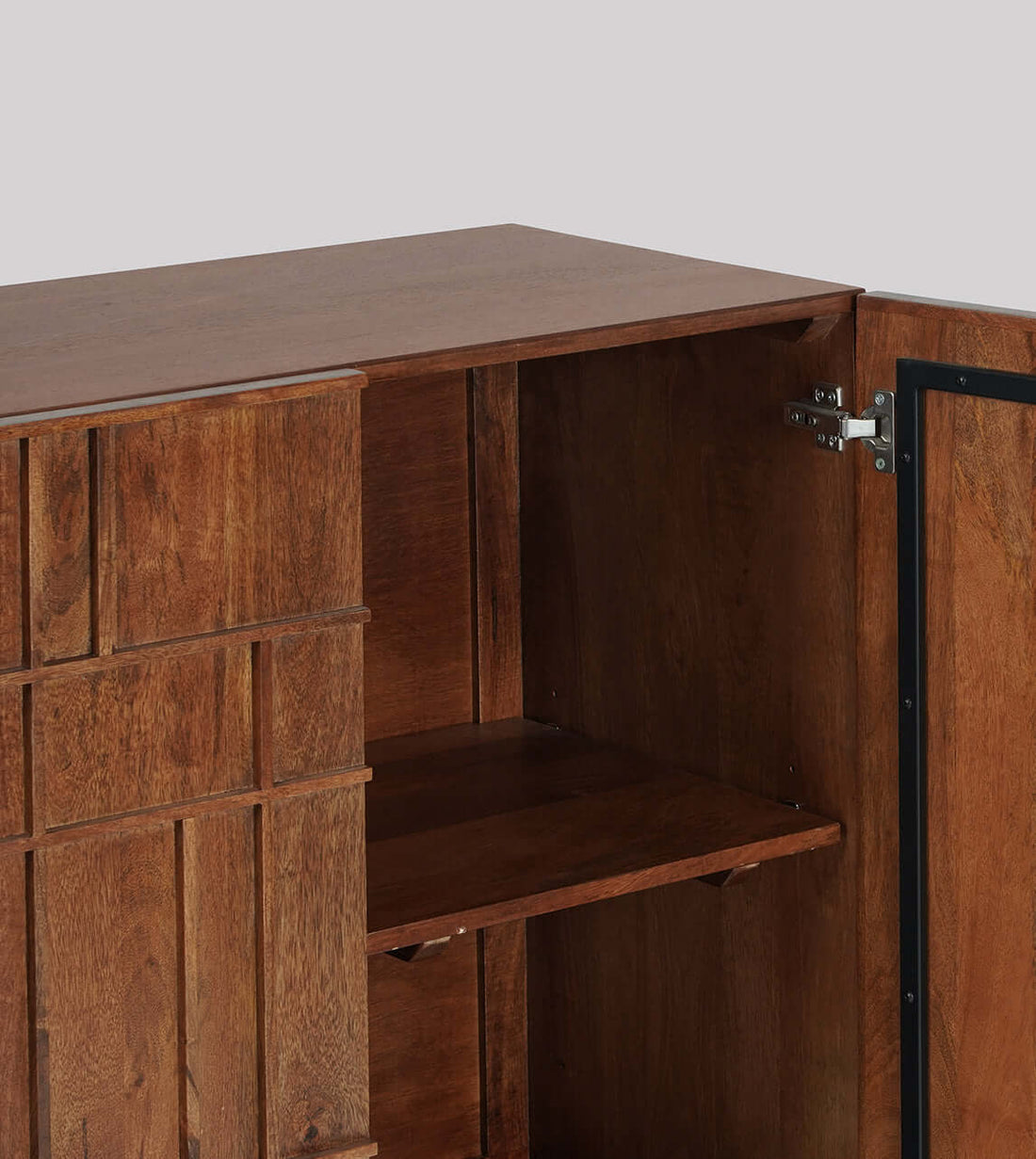 Rush Solid Wood Door Cabinet for Storage| Honey Finish