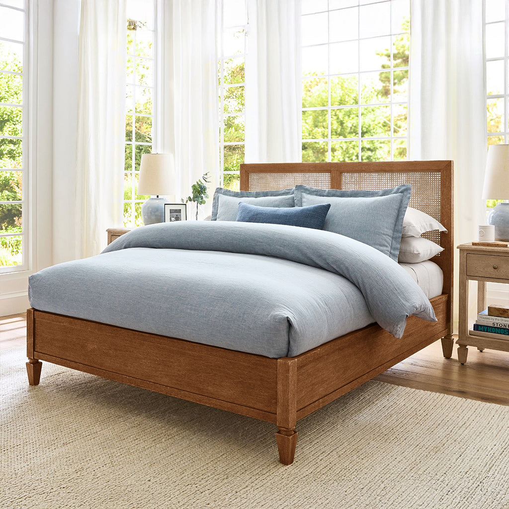 Dylan Solid Wood Rattan Bed | Mango Wood | King & Queen Size | Custom Finish Available