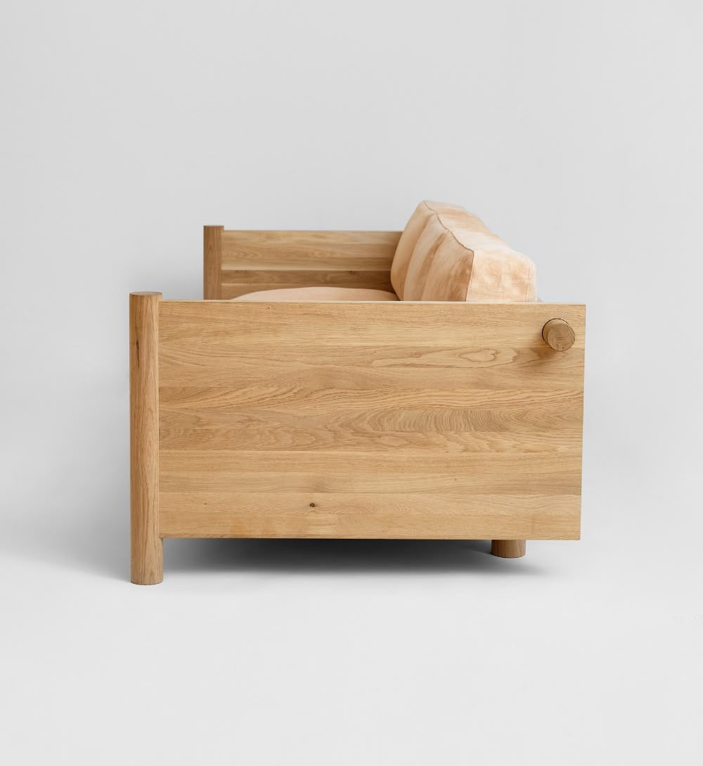 Solid Wood Minimal 3 Seater Sofa For Living Room