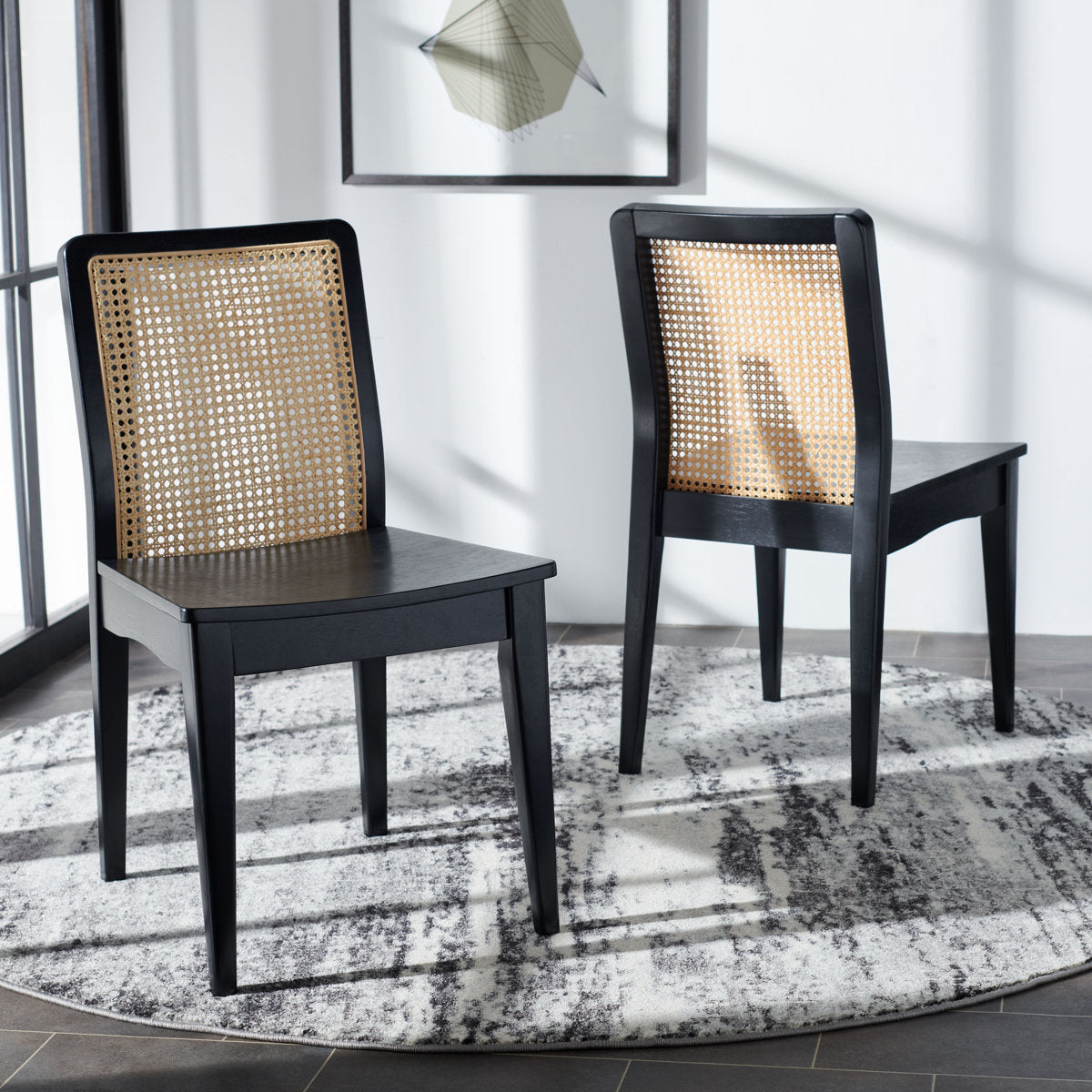 Alisha Solid Wood Rattan Dining Chair Set of 2