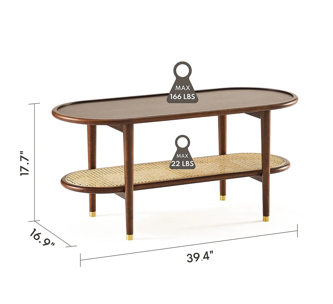 Ariva Coffee Table with Rattan Shelf Storage