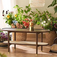 Ariva Coffee Table with Rattan Shelf Storage