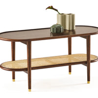 Ariva Coffee Table with Rattan Shelf Storage