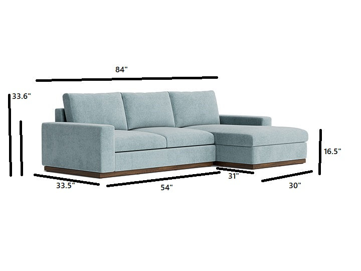 Bolt Sectional Sofa 5 Seater with Storage | Upholstery Color Powder Blue | Solid Wood Legs & Frames