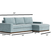 Bolt Sectional Sofa 5 Seater with Storage | Upholstery Color Powder Blue | Solid Wood Legs & Frames