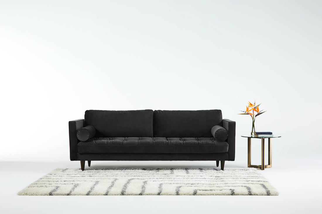 Briar Sofa For Living Room 2 Seater|Suede Velvet Fabric| Solid Wood Frame
