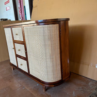 Curve Rattan Sideboard in Sheesham Wood | Premium Matt Finish | Storage Furniture