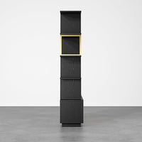 Contemporary Sheesham Wood Bookcase – 5 Shelves with 2 Storage Doors, Gold Finish