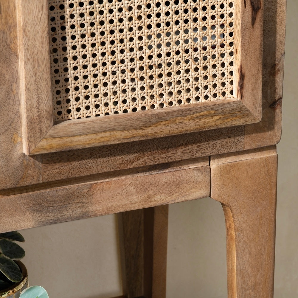Eyelet Cane Bar Cabinet in Mango Wood | Natural finish | Drinks Cabinet