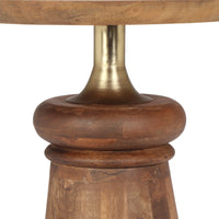 Feona Mango Wood Cone Round Accent table in Solid Wood