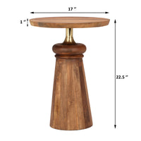 Feona Mango Wood Cone Round Accent table in Solid Wood