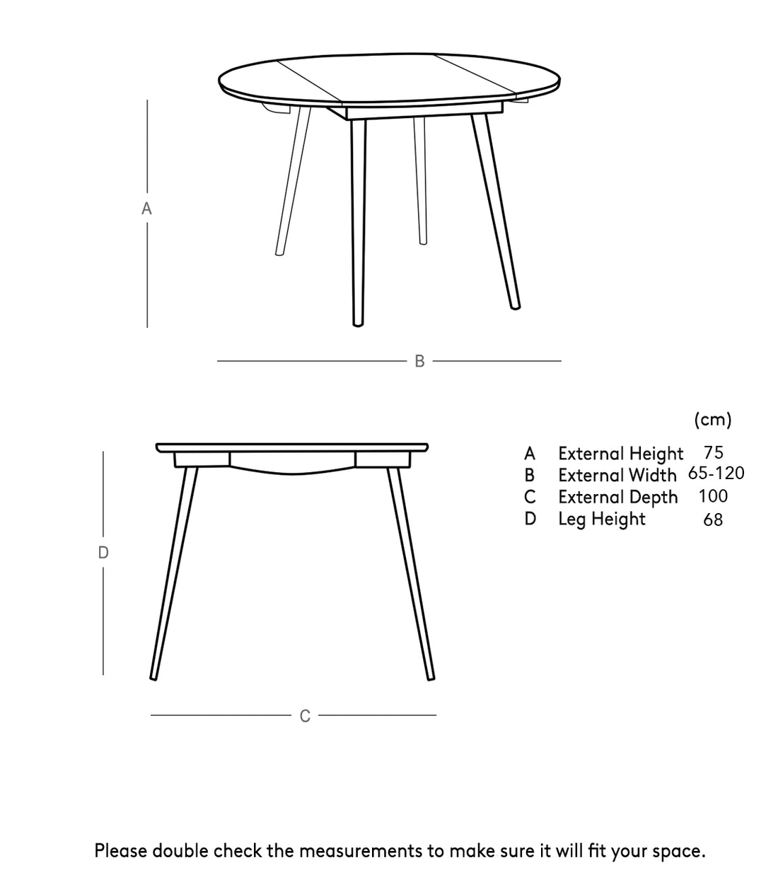 Hanora Round Dining Table - 4 Seater Foldable