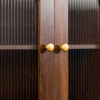 Horizon Bookshelf Home Office Study Table With Fluted Glass Door Storage | Solid Wood | Satin Matt Finish