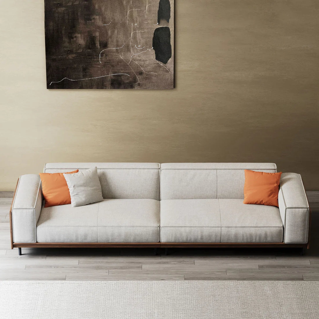 Nyra 3 Seater Sofa in Teak Wood for Living Room