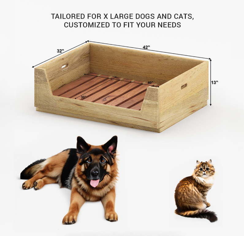 PawHaven Bed & Dine Station in Solid Wood