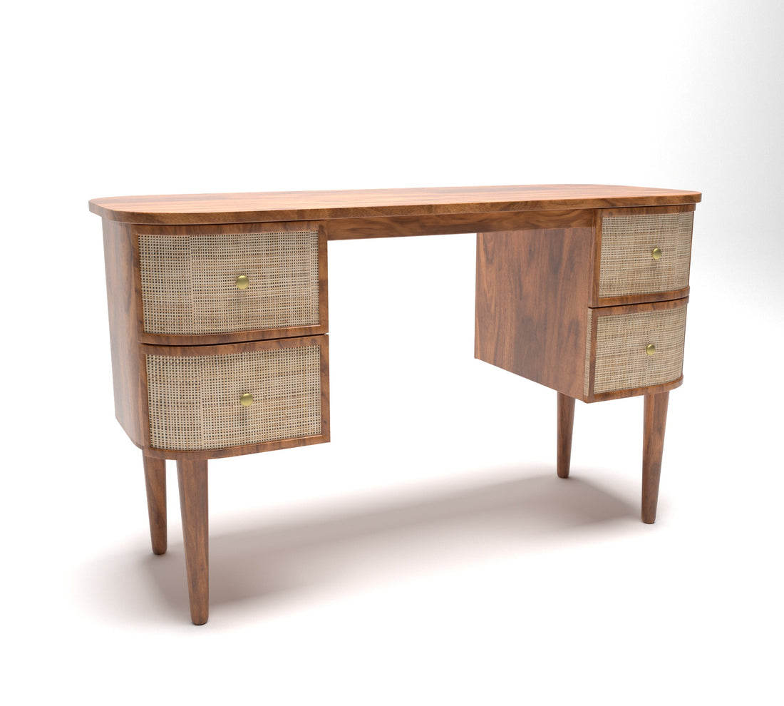 Curve Rattan Study Table