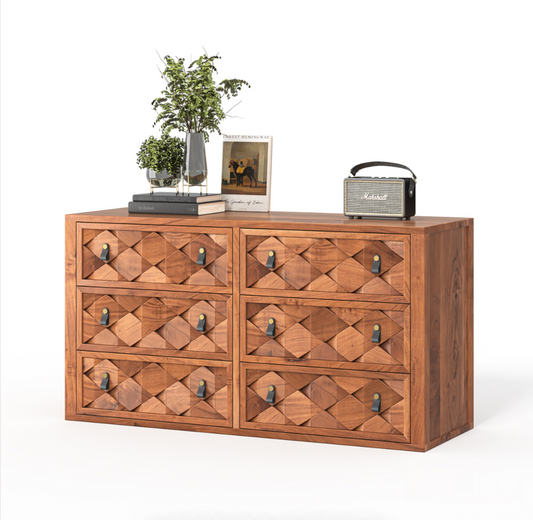Modern Weave Pattern Solid Wood Chest of Drawer