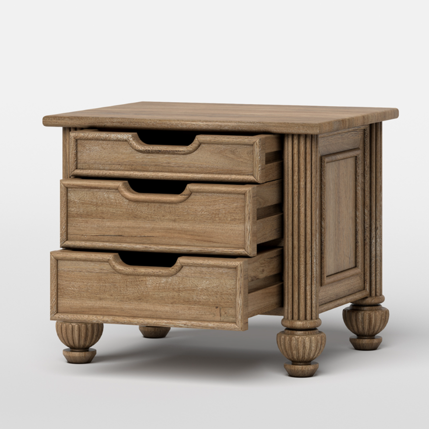 Morris Solid Wood Bedside Table - Natural Finish