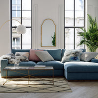 Bolt Sectional Sofa 5 Seater with Storage | Upholstery Color Powder Blue | Solid Wood Legs & Frames