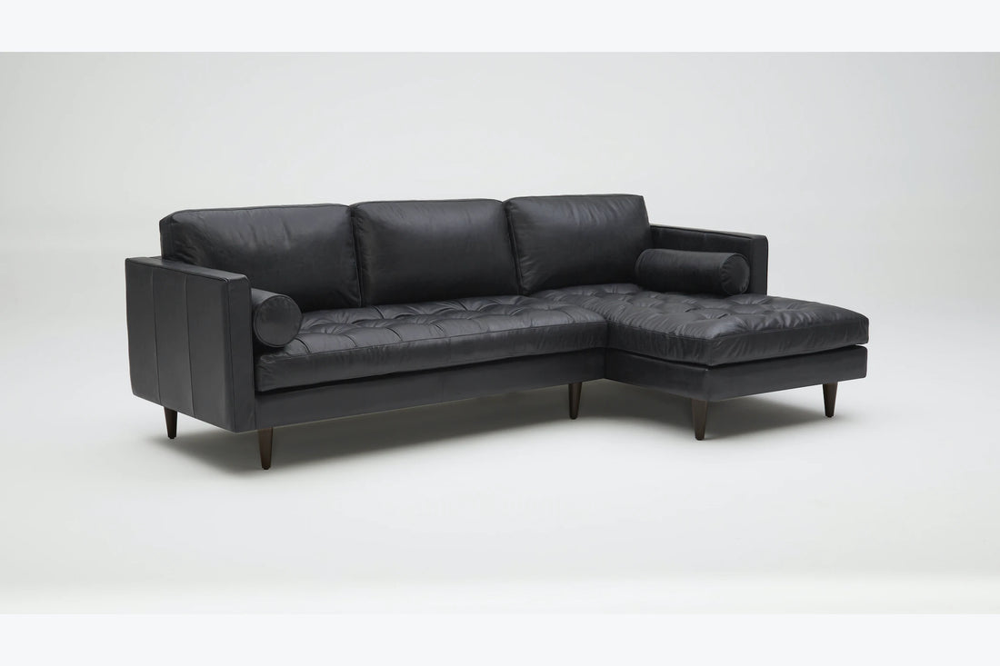 Briar 4 Seater Sectional Sofa for Living Room in Leather Upholstery | Solid Wood Frame