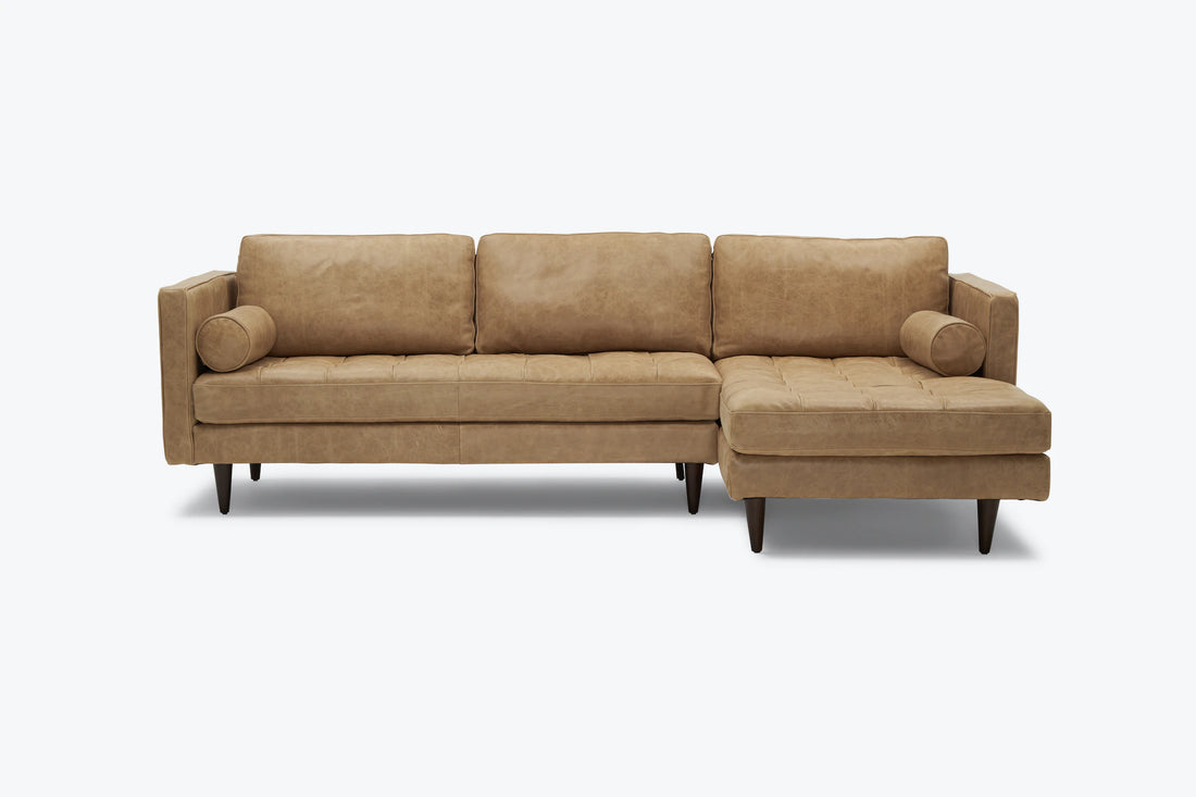 Briar 4 Seater Sectional Sofa for Living Room in Leather Upholstery | Solid Wood Frame