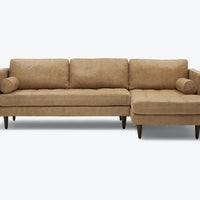 Briar 4 Seater Sectional Sofa for Living Room in Leather Upholstery | Solid Wood Frame