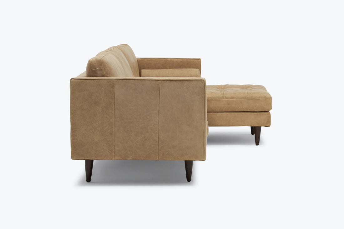 Briar 4 Seater Sectional Sofa for Living Room in Leather Upholstery | Solid Wood Frame