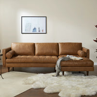 Briar 4 Seater Sectional Sofa for Living Room in Leather Upholstery | Solid Wood Frame