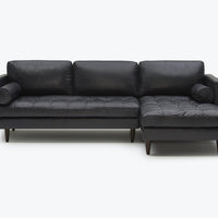 Briar 4 Seater Sectional Sofa for Living Room in Leather Upholstery | Solid Wood Frame
