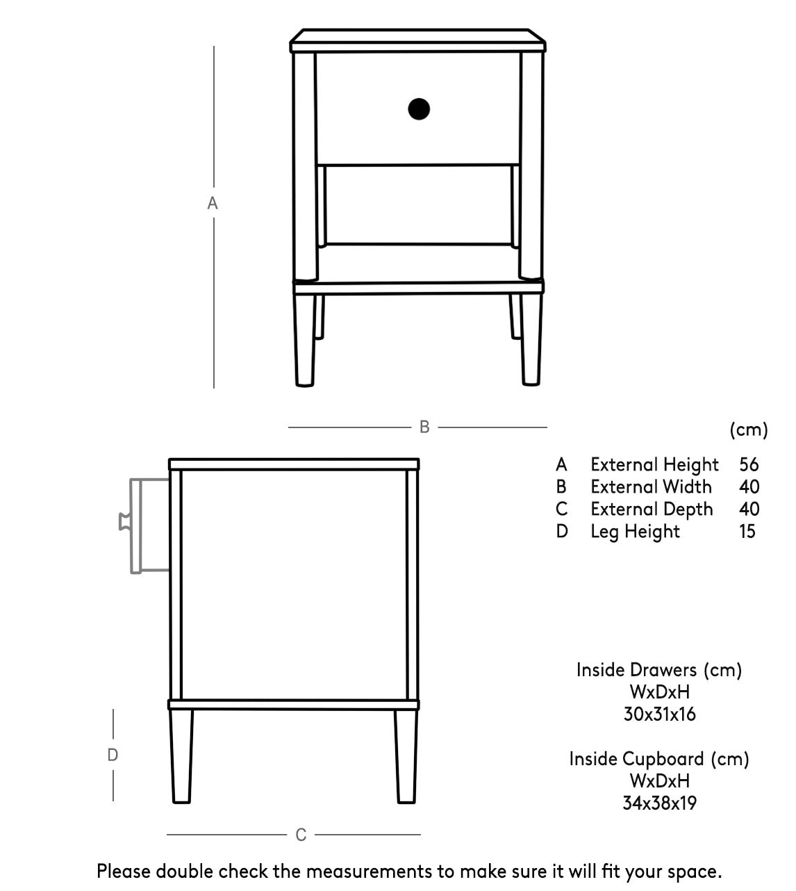 Shale Scandi Bedside Table in Acacia Wood | Solid Wood | Honey Finish | Drawer Storage