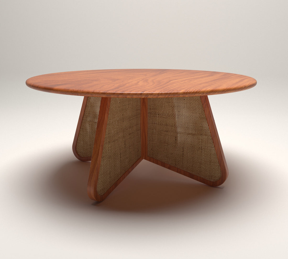 Irine Rattan Coffee Table in Solid Wood