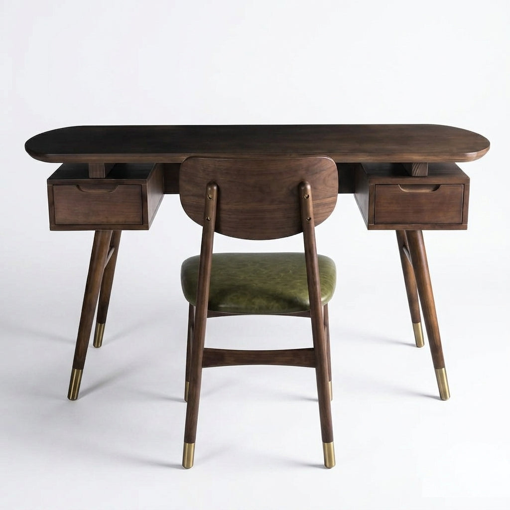 Emperor Solid Wood Study Desk for Home & Office | Acacia Wood | Drawer Storage| Curved Edges | Custom Finish Available