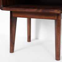 Rustic Walnut Wooden Nightstand 1-Drawer Bedside Table with Brass Pull