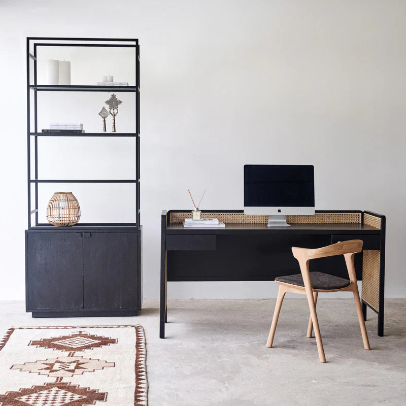 Cayla Study Table | Solid Wood | Rattan Design