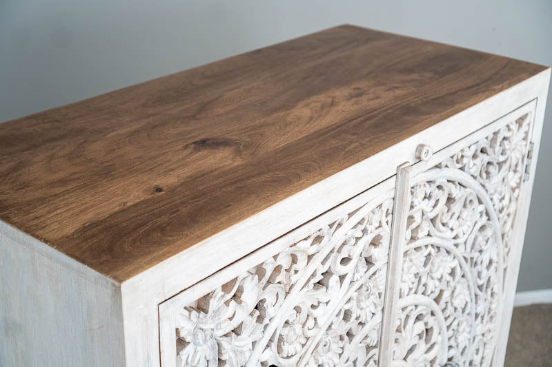 Hand Carved Mandala Solid Wood Cabinet | Storage Furniture | Premium Finish