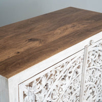 Hand Carved Mandala Solid Wood Cabinet | Storage Furniture | Premium Finish