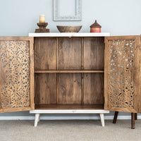 Hand Carved Mandala Solid Wood Cabinet | Storage Furniture | Premium Finish