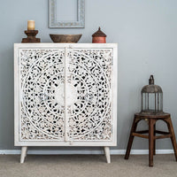 Hand Carved Mandala Solid Wood Cabinet | Storage Furniture | Premium Finish
