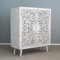 Hand Carved Mandala Solid Wood Cabinet | Storage Furniture | Premium Finish